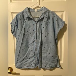 Old Navy Light Blue Polka Dot Shirt